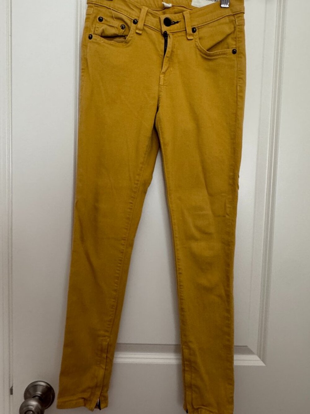 Rag & Bone Mustard Cropped Zipper Capri Jeans Sz 24